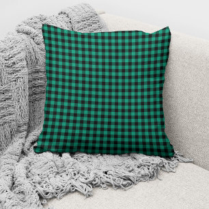 Rustic Green Gingham Checks Pattern Cushion