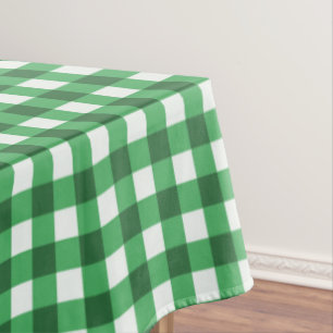 Rustic Green Gingham Checks Pattern Tablecloth
