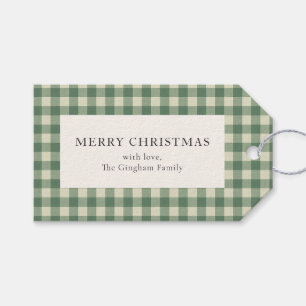 Rustic Green Gingham Modern Christmas Gift Tags