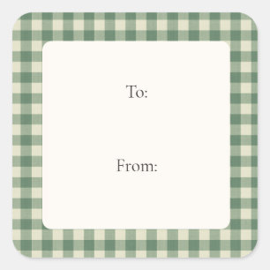 Rustic Green Gingham Modern Christmas Square Sticker