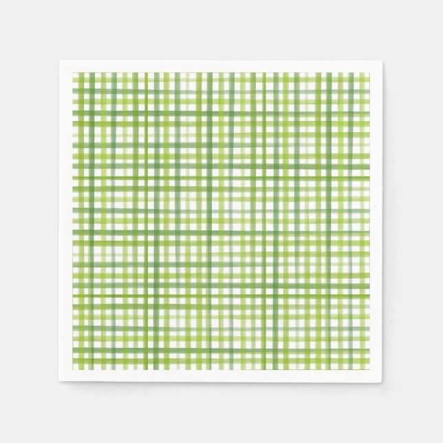 Rustic Green Gingham Paper Napkin | Summer Party (Front)