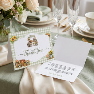 Rustic Green Gingham She's Fresh Off The Market Thank You Card