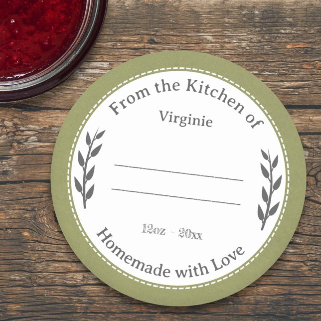 Rustic Green Homemade with Love Label Sticker (Rustic Green Homemade with Love Label Sticker)