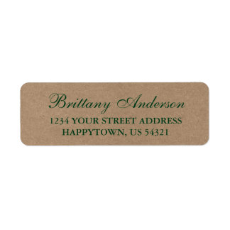 Rustic Green Kraft Wedding Return Address Label
