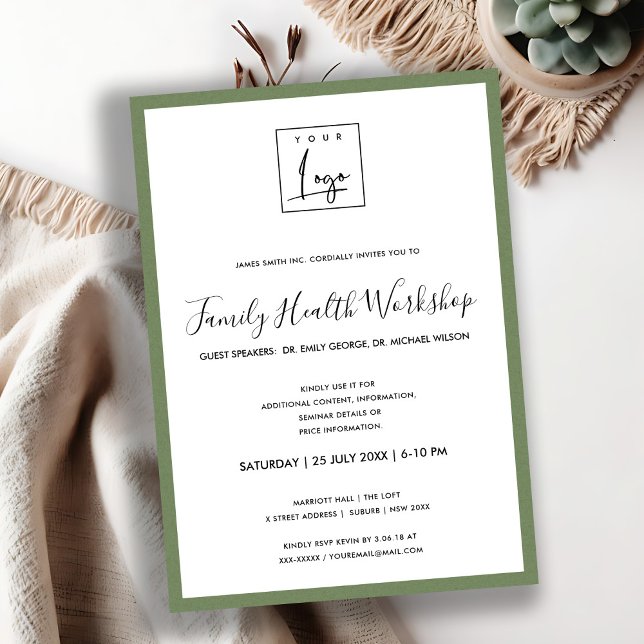 RUSTIC GREEN KRAFT YOUR LOGO WORKSHOP GALA EVENT INVITATION (Creator Uploaded)