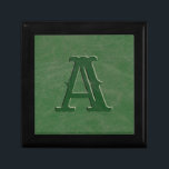 Rustic Green Leather Texture Monogram Initial Gift Box<br><div class="desc">This personalised rustic gift box features a faux green leather textured background with a monogrammed initial for you to personalise. Designed by world renowned artist ©Tim Coffey.</div>