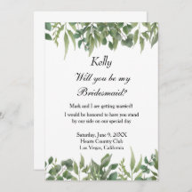 Rustic Green Leaves Greenery Foliage Bridesmaid