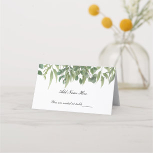 Rustic Green Leaves Greenery Foliage Table Place Card