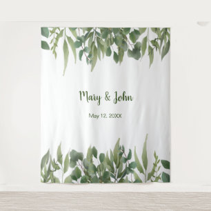 Rustic Green Leaves Greenery Foliage Wedding Photo Tapestry