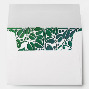 Rustic Green Leaves Lined Envelope