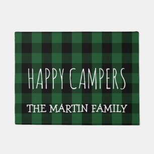 Rustic Green Lumberjack Plaid    Happy Campers Doormat