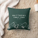 Rustic Green Monogram Mountains Winter Family Cushion<br><div class="desc">Rustic Green Monogram Mountains Winter Family Throw Pillow</div>