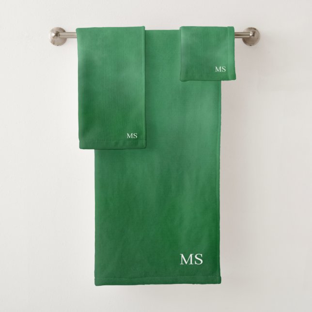 Rustic Green Monogrammed Bath Towel Set (Insitu)