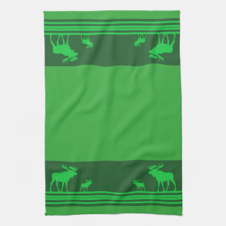 Rustic green moose pattern kitchen towel