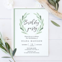 Rustic Green Olive Branch Wreath Birthday Party