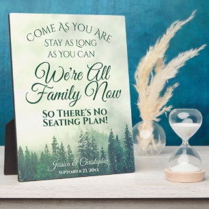 Rustic Green Pines Wedding No Seating Plan Sign Plaque