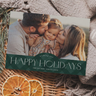 Rustic Green Plaid Budget Photo Holiday Card