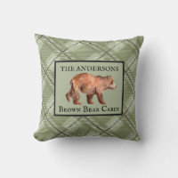 Rustic Green Plaid Cabin Bear Decor Custom