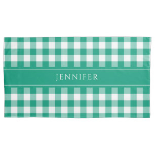 Rustic Green Plaid Gingham Pillowcase