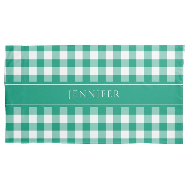 Rustic Green Plaid Gingham Pillowcase (Front)