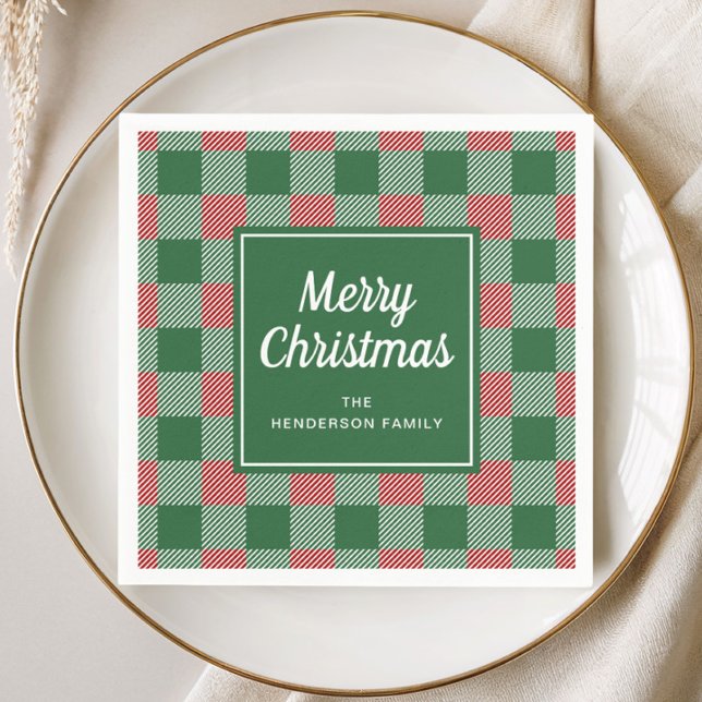 Rustic Green Plaid Merry Christmas Napkin (Rustic Green Plaid Merry Christmas Napkins)