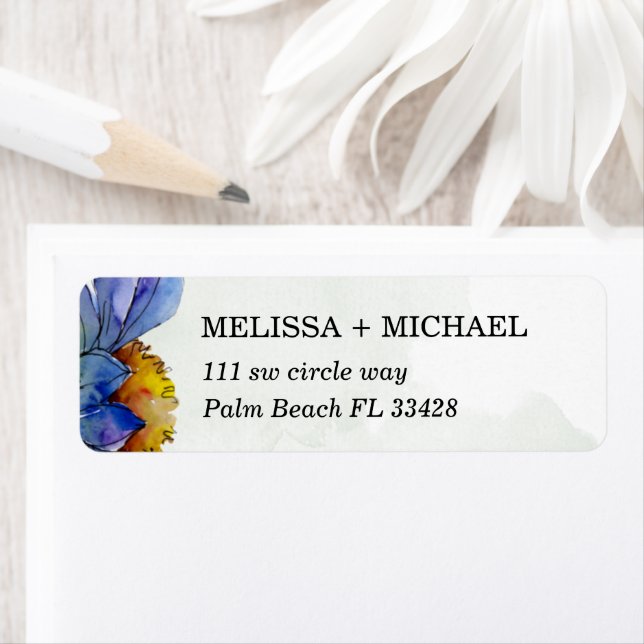 Rustic Green & Purple Daisy Return Address Label (Insitu)