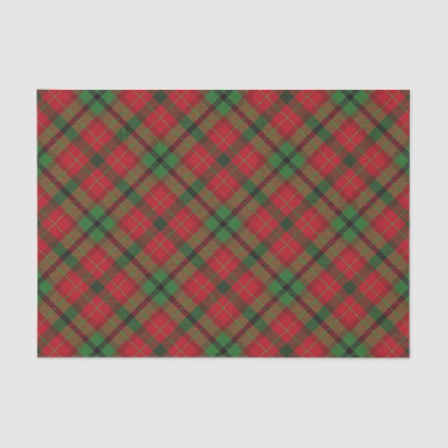 Rustic Green Red Christmas Holiday Tartan Plaid Tissue Paper (Front)