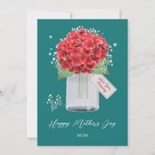Rustic Green Red Floral Happy Mother's Day Card