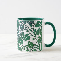 Rustic Green Scrolling Leaves Coffee Mug