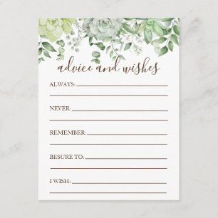 Rustic Green Succulent Modern Baby Shower Enclosure Card