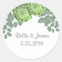 Rustic Green Succulents Stickers