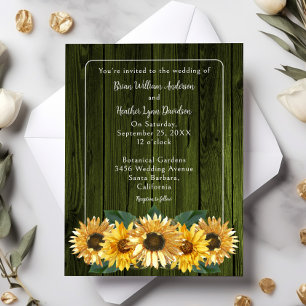 Rustic Green Sunflower Wedding Invitation