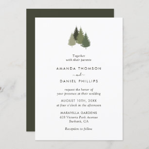 Rustic Green Tree Forest Wedding Invitations