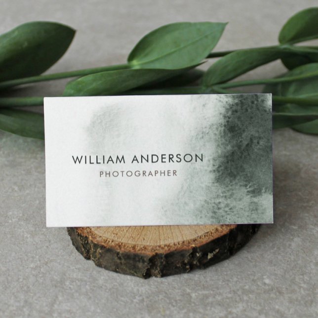 Rustic Green-Watercolor Abstract Professional Business Card (Creator Uploaded)