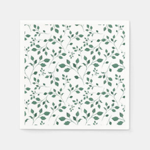 Rustic Green Watercolor Foliage Pattern Napkin