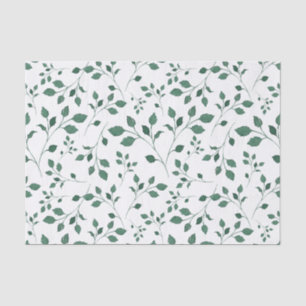Rustic Green Watercolor Foliage Pattern Tissue Paper
