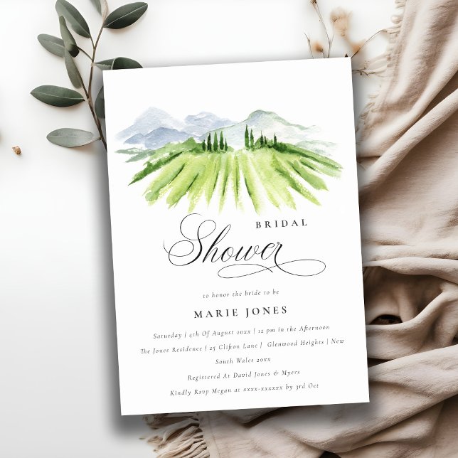 Rustic Green Winery Vineyard Bridal Shower Invite (Creator Uploaded)