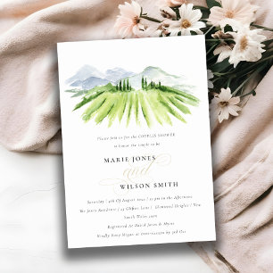 Rustic Green Winery Vineyard Couples Shower Invite
