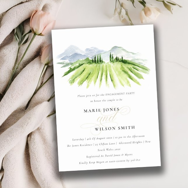Rustic Green Winery Vineyard Engagement Invite (Creator Uploaded)