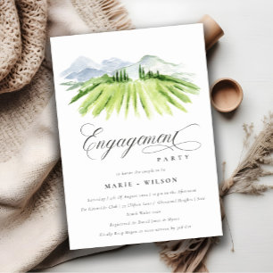 Rustic Green Winery Vineyard Engagement Invite