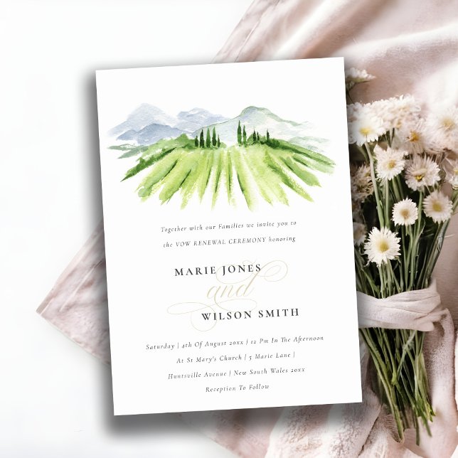 Rustic Green Winery Vineyard Vow Renewal Invite (Creator Uploaded)
