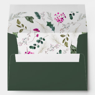 Rustic Green Winter Botanicals Address Envelopes