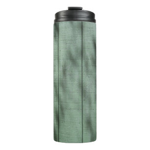 Rustic Green Wood Wall with Dappled Shadows/Light Thermal Tumbler