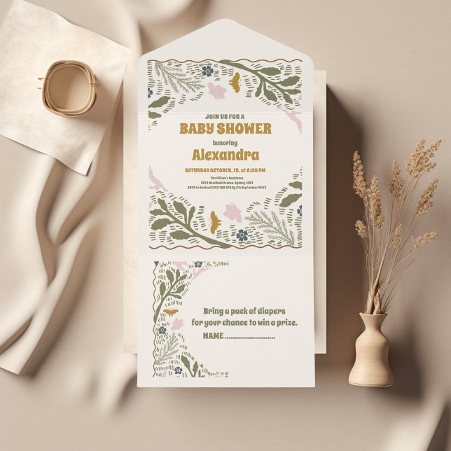 Rustic Green Woodland Fern Baby Shower All In One Invitation (Creator Uploaded)