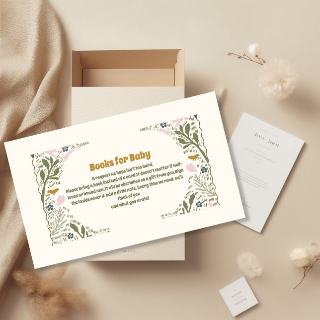 Rustic Green Woodland Fern Book for Baby Enclosure Card (Creator Uploaded)