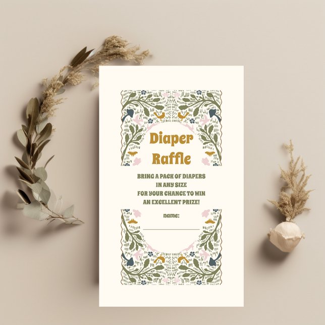 Rustic Green Woodland Fern Diaper Raffle Enclosure Card (Creator Uploaded)