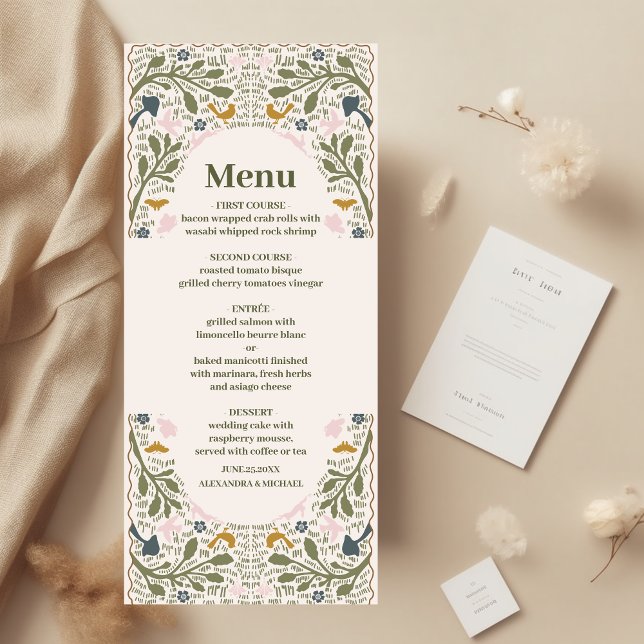 Rustic Green Woodland Fern Wedding Menu (Creator Uploaded)