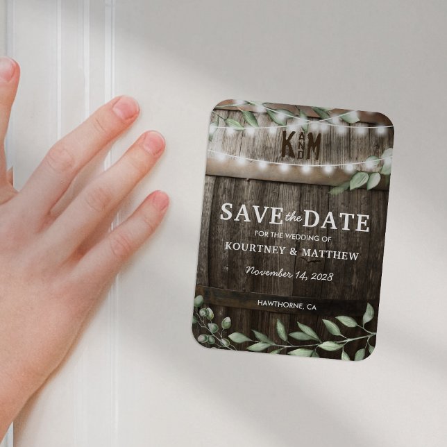Rustic Greener Wedding Fridge Save the Date Magnet (Creator Uploaded)