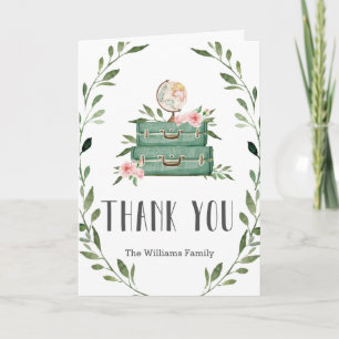 Rustic Greenery Adventure Baby Shower Suitcases Thank You Card