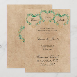 Rustic Greenery Antique Heart Beautiful Wedding Invitation
